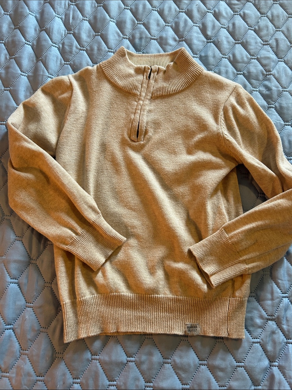 Kids Tan Half-Zip Sweater